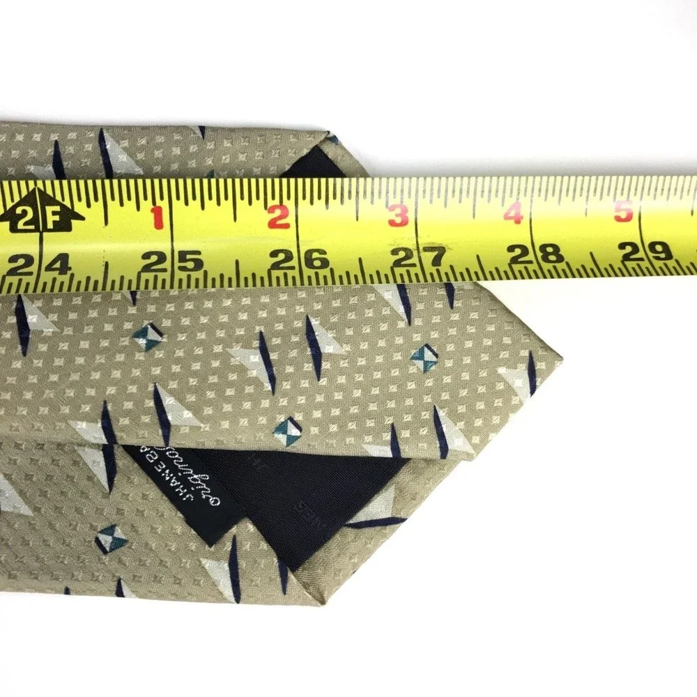 Jhane Barnes 100% Original Fabric Silk Necktie Tie Abstract Beige Made in Japan
